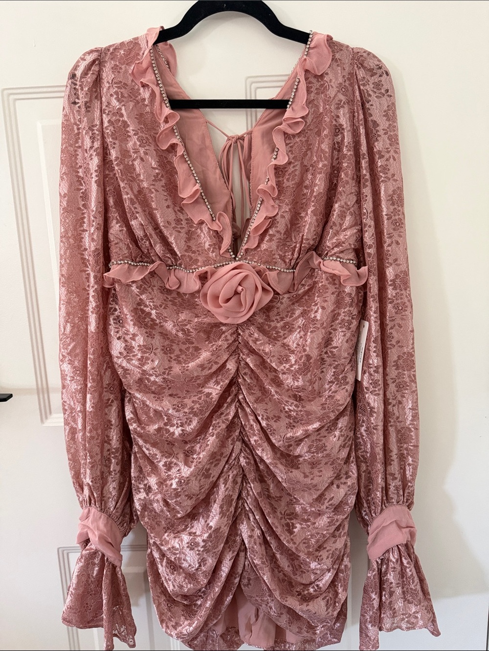 For Love And Lemons Dusty Rose Floral Velvet Mini Dress
